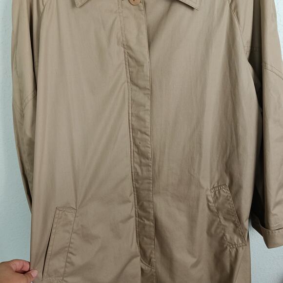 THE TOTES COAT Women's Vintage 80s Tan Button Up Rain Trench Coat Pockets Sz 18½ - Picture 3 of 13